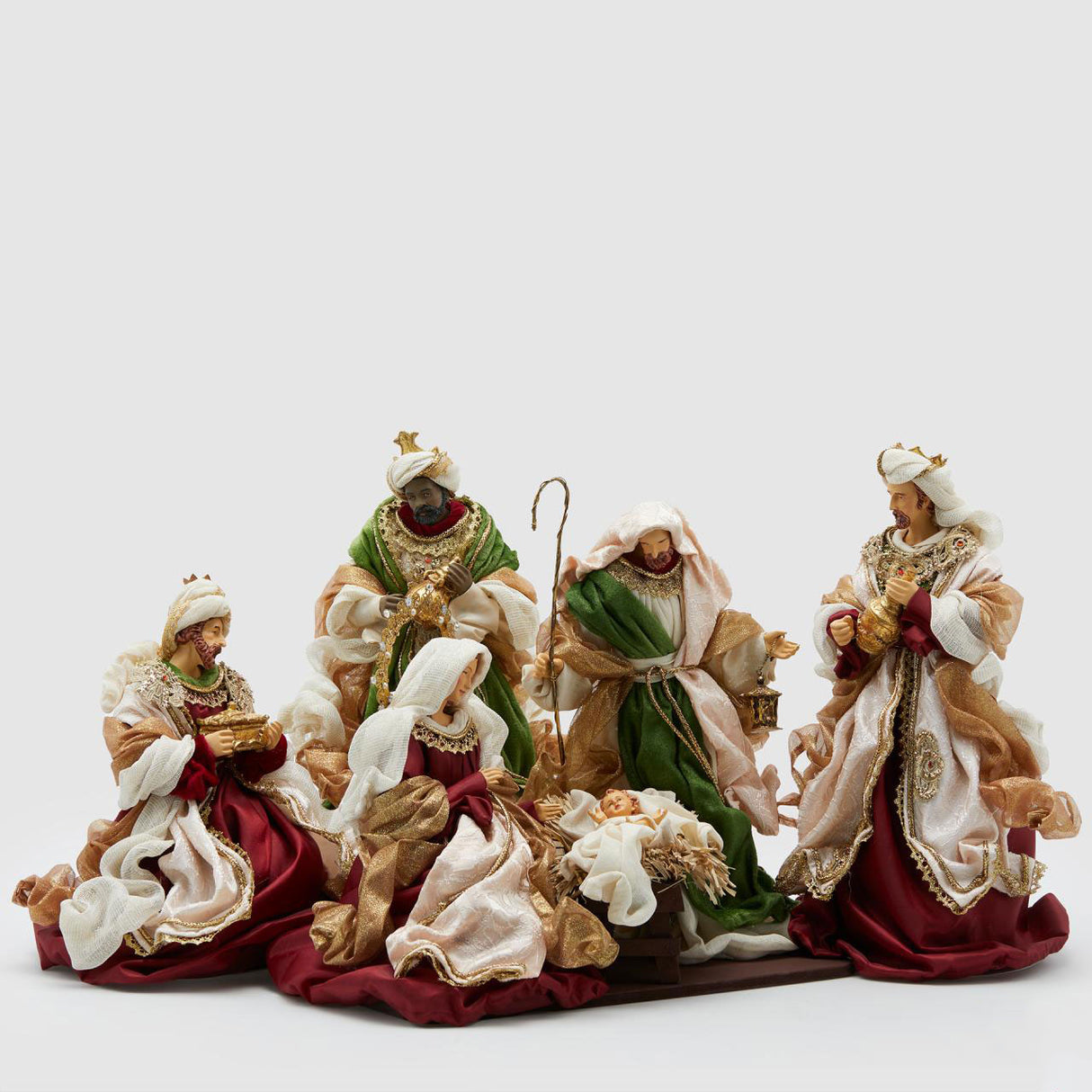EDG Enzo De Gasperi Decorazione Natalizia Nativita King con Re Magi 4 Pezzi Presepe 36cm Tessuto