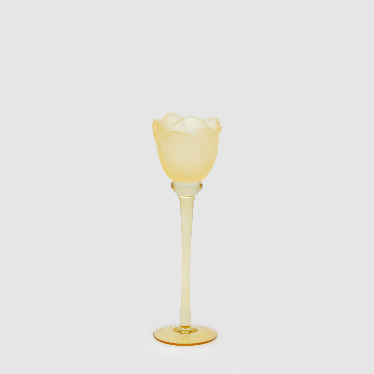 EDG Enzo De Gasperi Portacandela Tulipano Satinato 28x8,5cm Giallo Vetro
