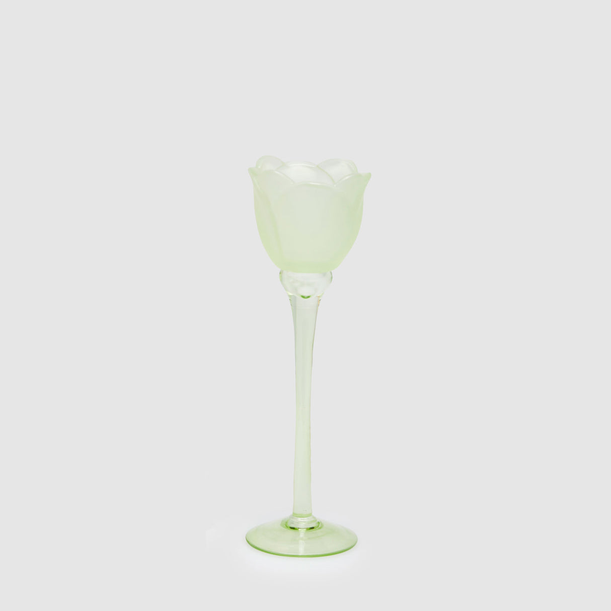 EDG Enzo De Gasperi Portacandela Tulipano Satinato 28x8,5cm Verde Vetro