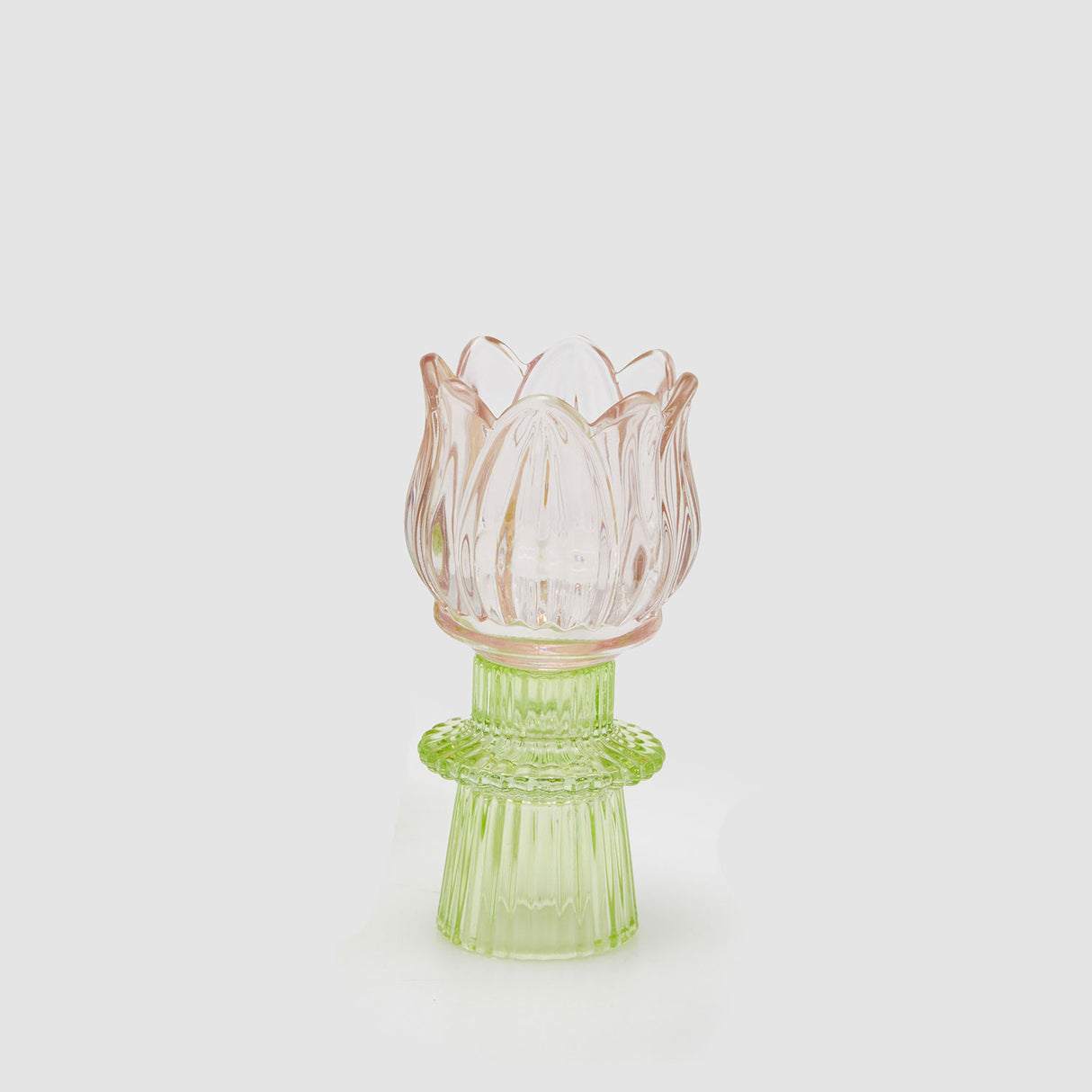 EDG Enzo De Gasperi Portacandela Tulipano Spring 14x7cm Rosa Vetro