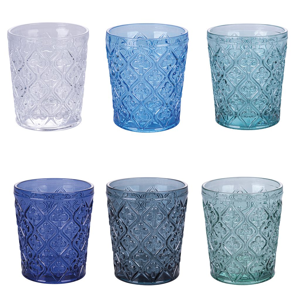 VILLA D'ESTE HOME TIVOLI Marrakech Ocean Set 6 Bicchieri Acqua 325ml Toni del Blu Vetro