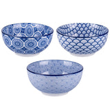 VILLA D'ESTE HOME TIVOLI Confusion Blue Blu Ciotola Set 3 Pezzi 15cm Porcellana