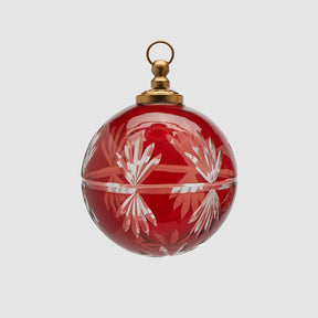 Pallina di Natale EDG in vetro rosso con intagli decorativi 10 cm