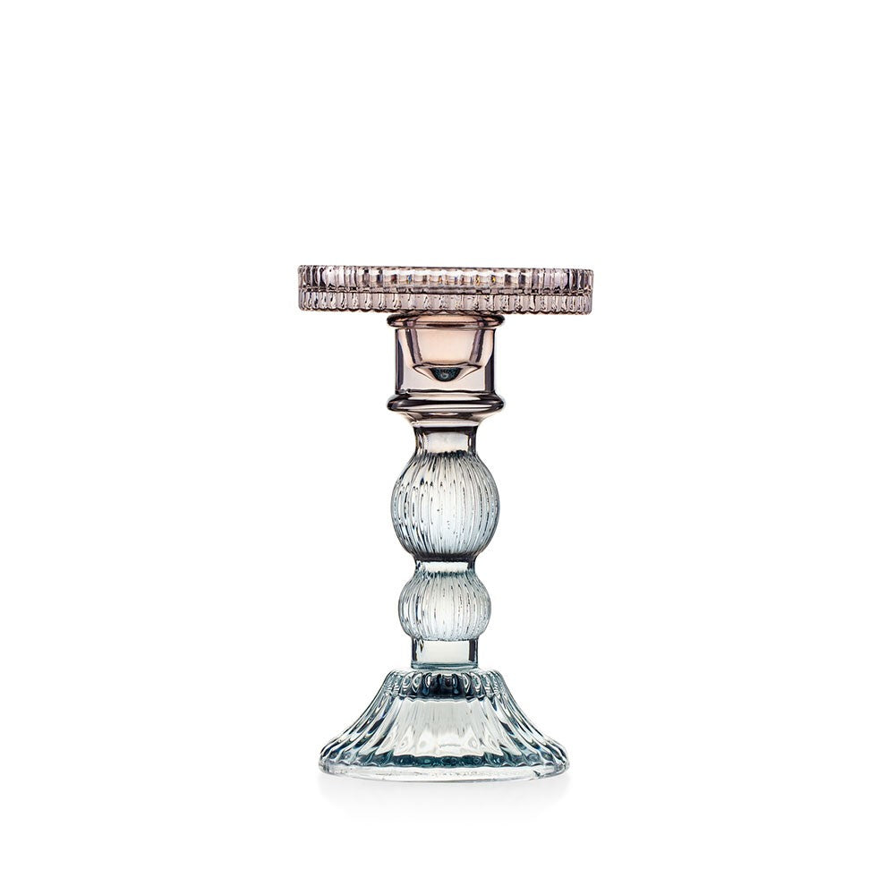 EMÒ ITALIA Atena Candeliere Piccolo Celeste in Vetro con Paralume Fango 17cm