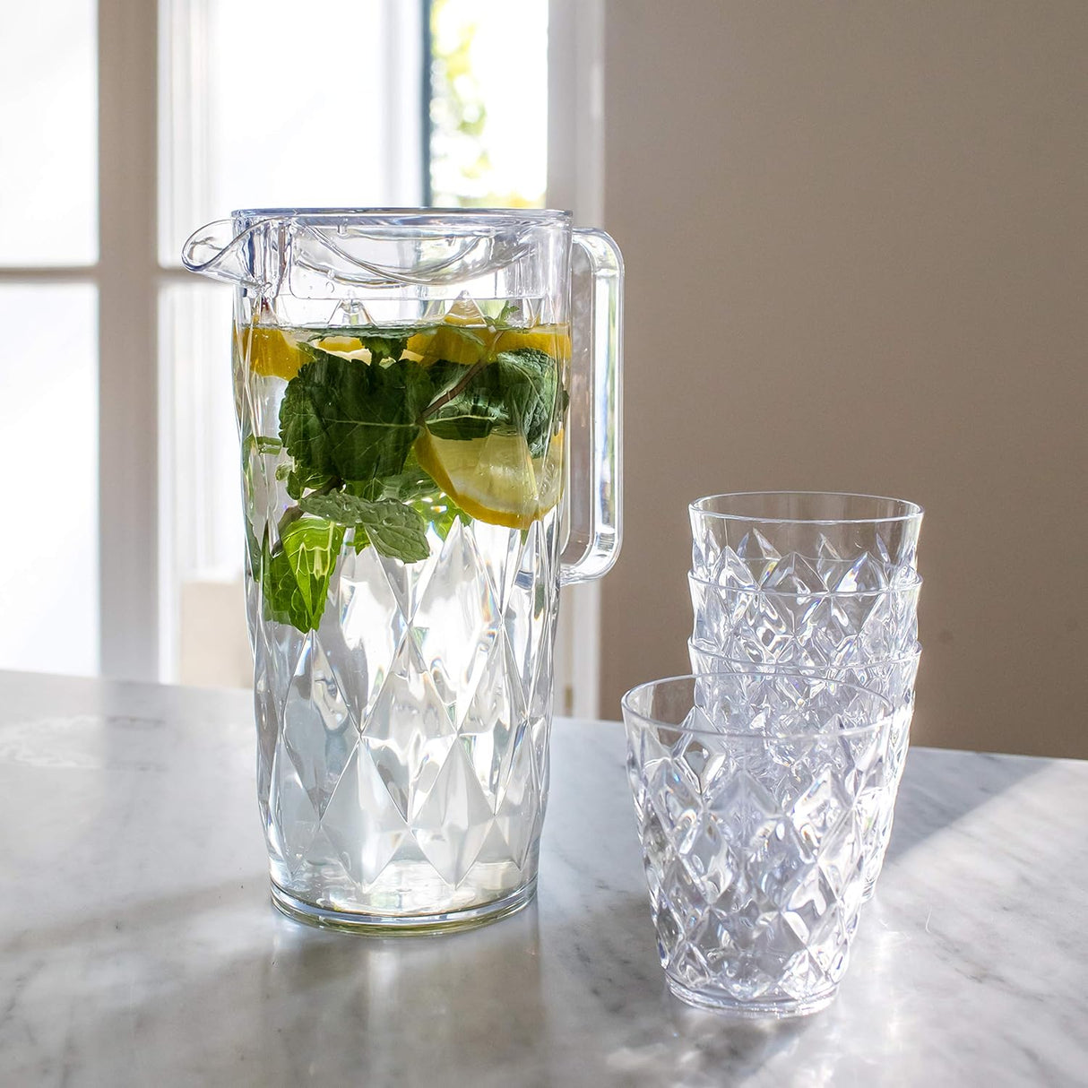 KOZIOL Crystal Brocca Caraffa 1,6L con 4 Bicchieri Superglas