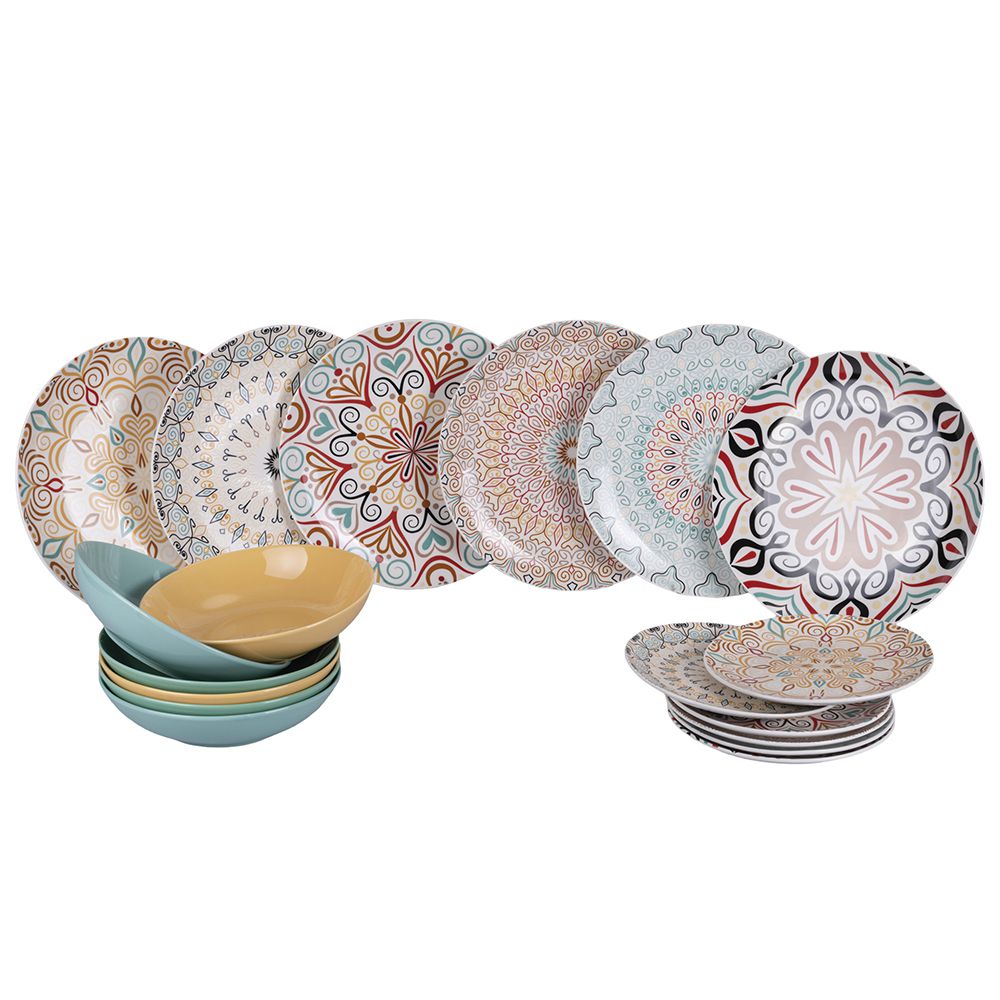 VILLA D'ESTE HOME TIVOLI Sharm Servizio Tavola Piatti Set 18 Pezzi Porcellana