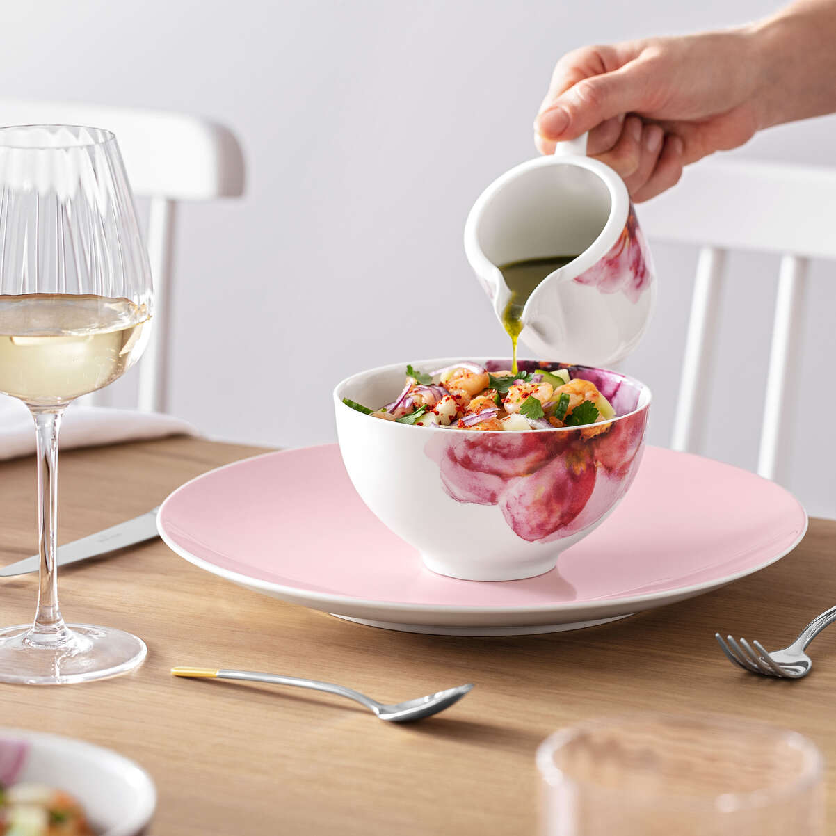 VILLEROY & BOCH Rose Garden Bicchiere Calice Vino Bianco Set 4 Pezzi 120ml Cristallo Ottico