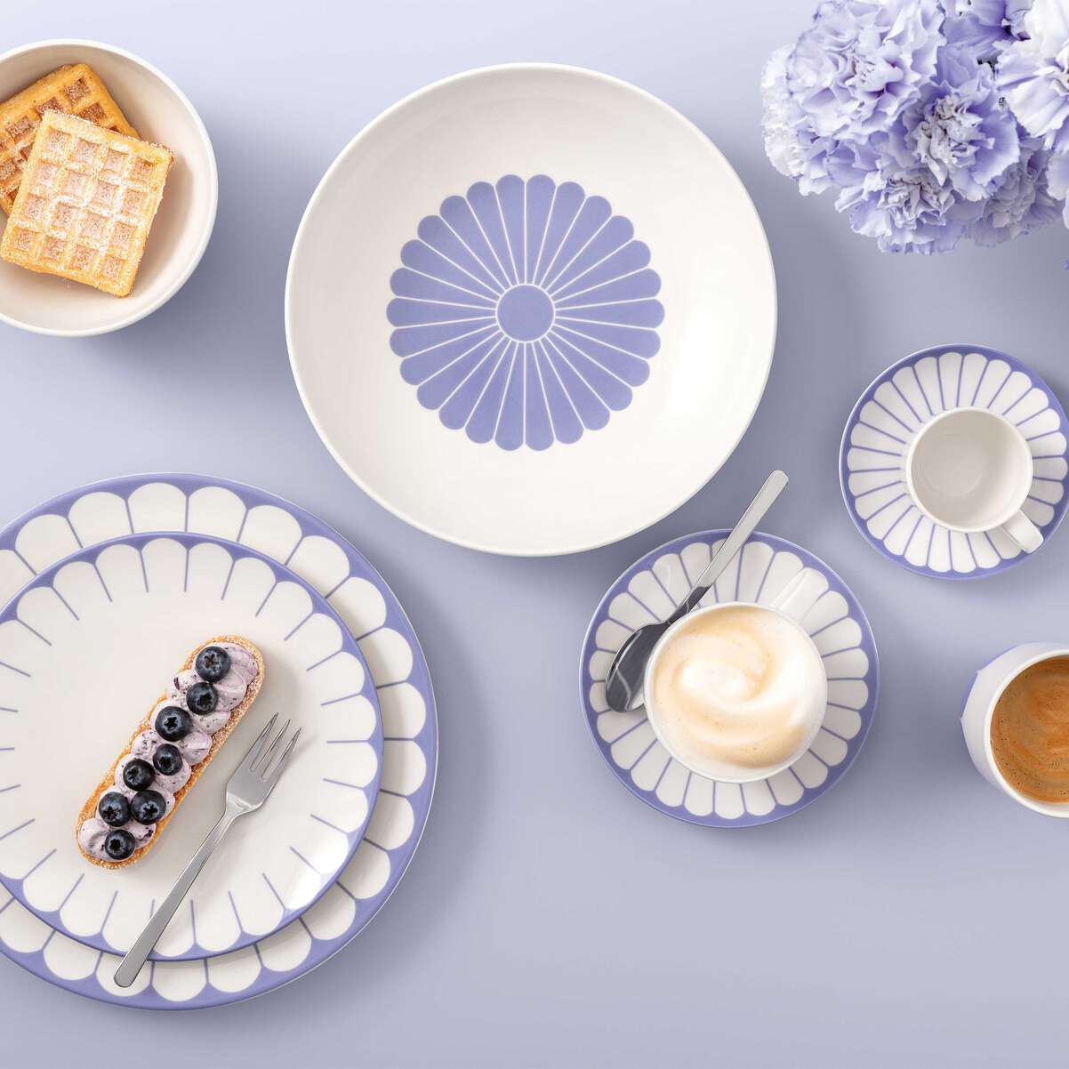 VILLEROY & BOCH Fleur Bleu Tazzina Caffè Espresso 70ml con Piattino 15cm Blu Porcellana