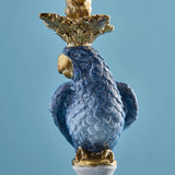 WERNS Candelabro Portacandele Pappagalli Set 2 Pezzi 39,5cm Blu Poliresina e Metallo