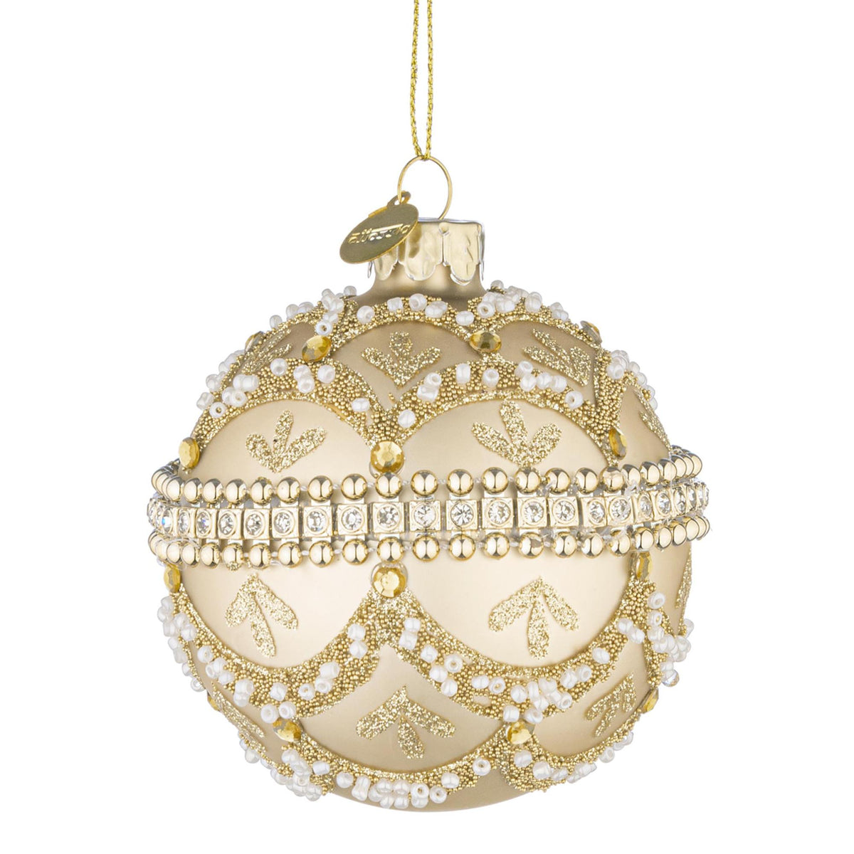 BIZZOTTO Sfera Pallina di Natale Beloved Champagne 8cm Vetro