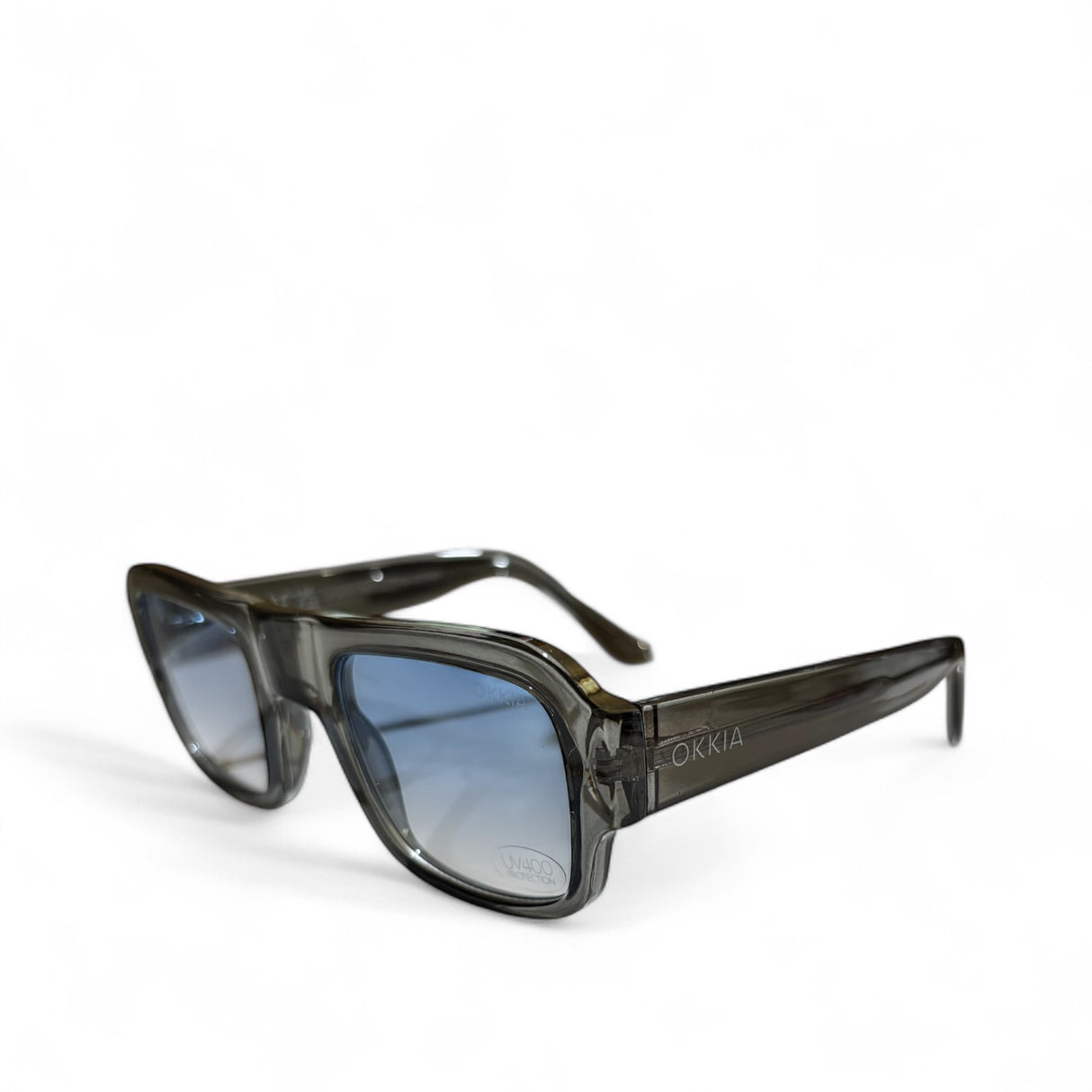 OKKIA Atene Occhiali da Sole Unisex Grigio Lenti Blu