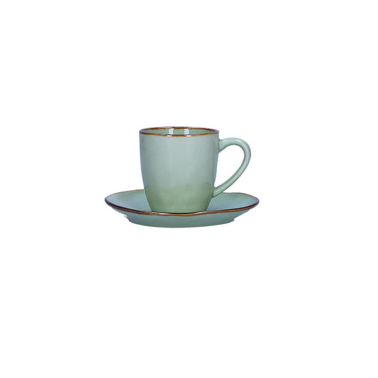 ROSE & TULIPANI Concerto Tazza Caffè c/Piattino 90ml Te' Verde Stoneware