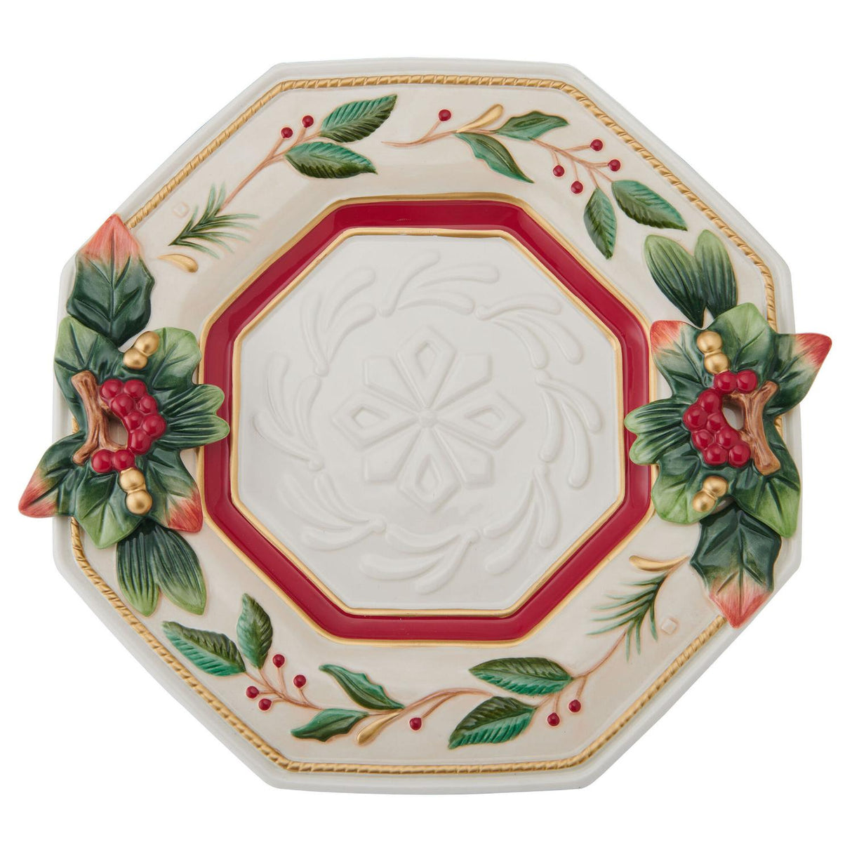 FITZ & FLOYD Coppa Natalizia Centrotavola 35cm Porcellana