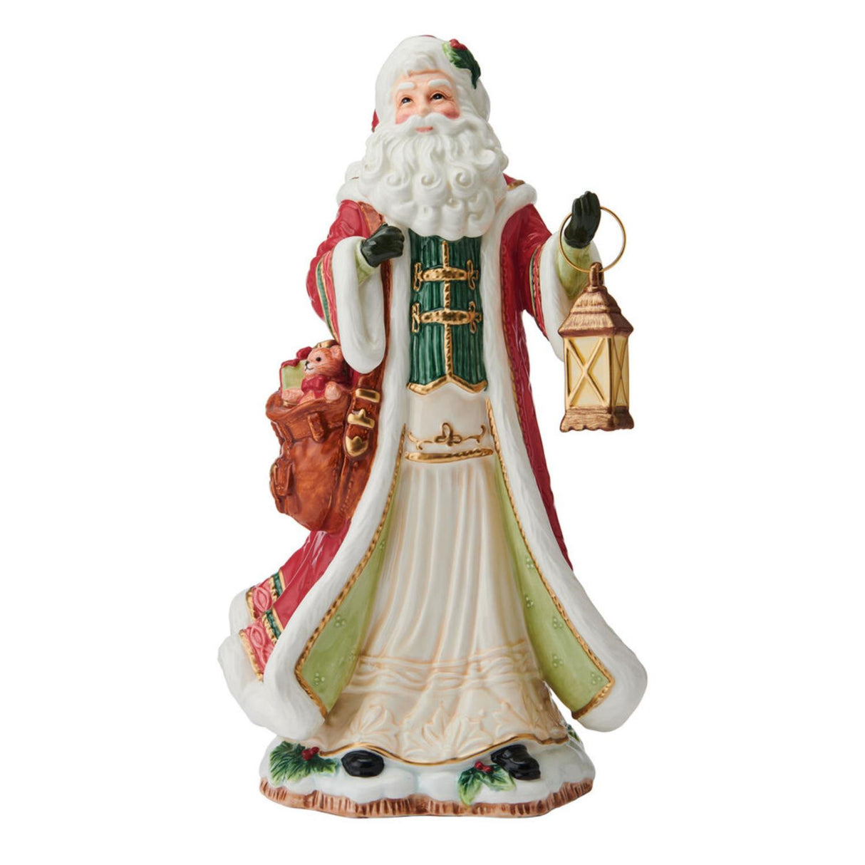 FITZ & FLOYD Figura Decorazione Natalizia Babbo Natale 19x35cm Porcellana