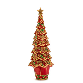 Albero di Natale Palais Royal in resina rosso e oro 33 cm