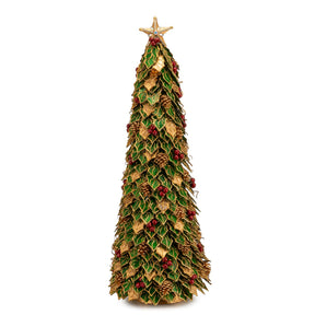 Albero di Natale Palais Royal in resina verde con foglie in madreperla 92x30 cm