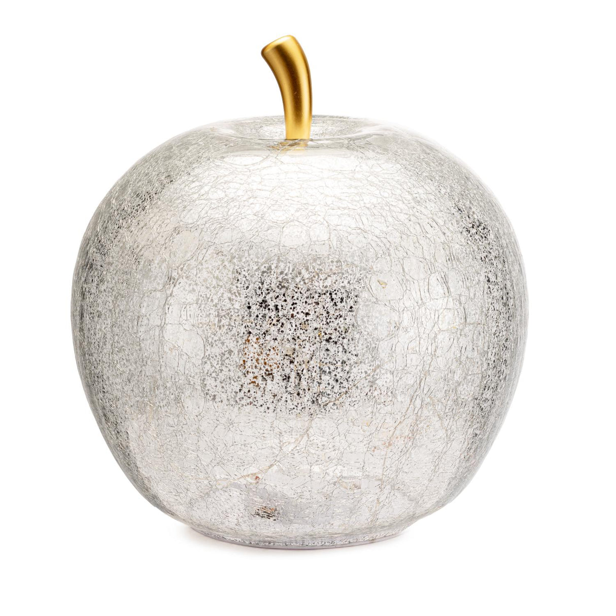 PALAIS ROYAL Mela Argento con LED Decorazione Natalizia 27x29cm Vetro