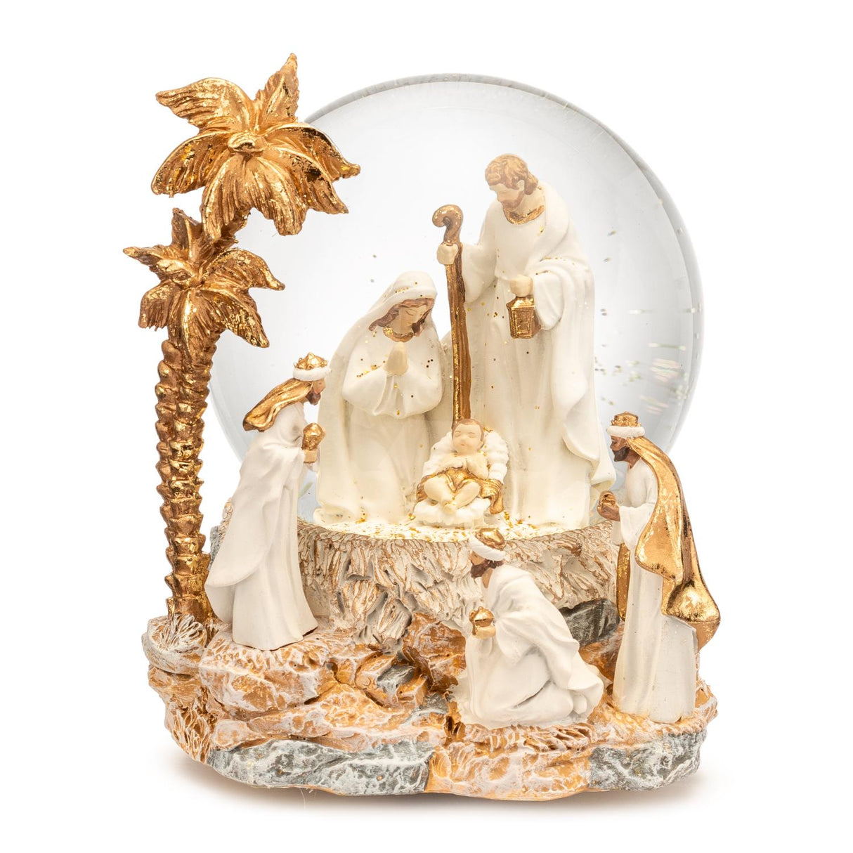 PALAIS ROYAL Globo di Neve Natività Natalizia 13,5cm Oro