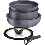 LAGOSTINA Ingenio Minerals Set 5 Pezzi Padelle con Manico Rimovibile 24-26cm Alluminio