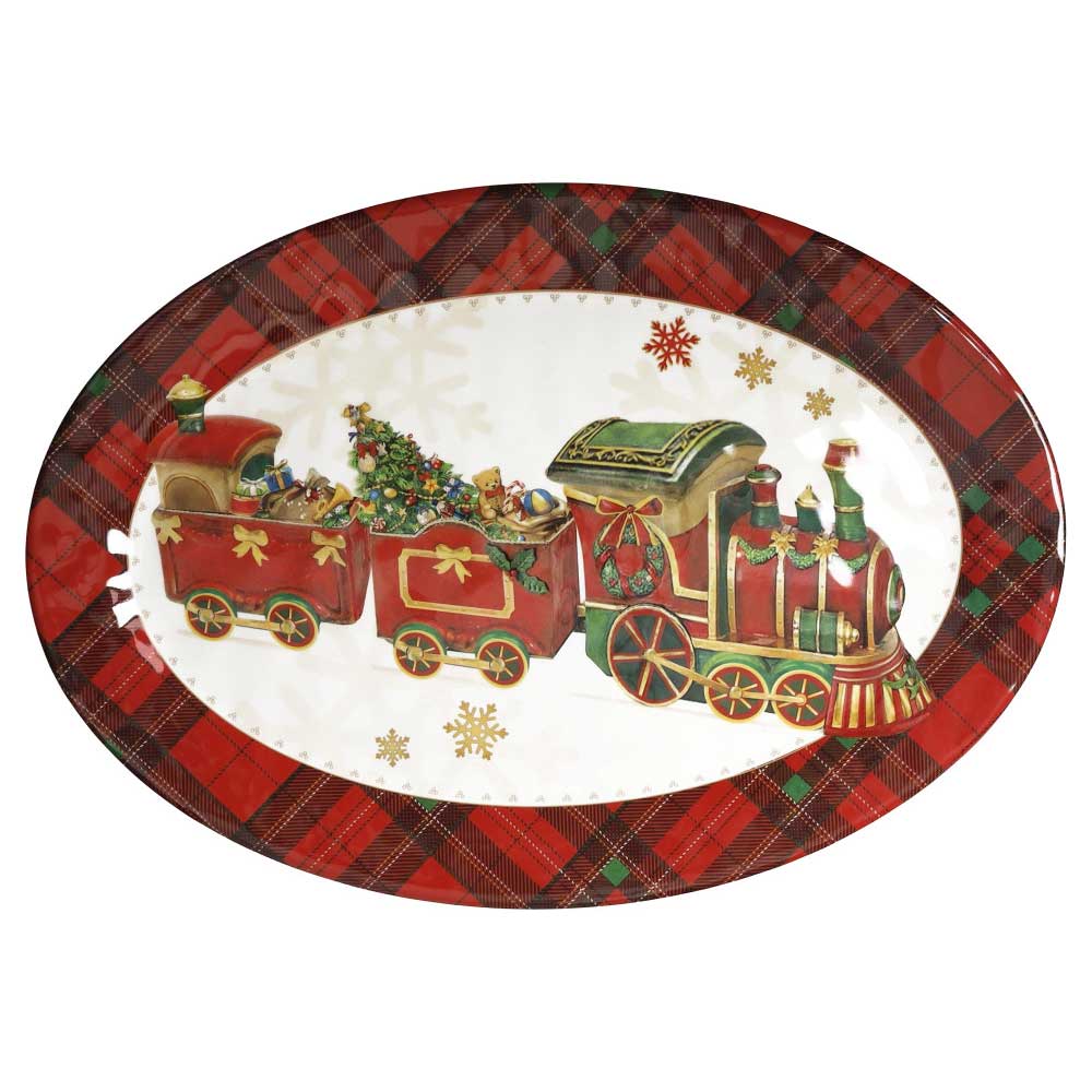 BRANDANI Christmas Vassoio Ovale Natalizio 35,5x25cm Melamina