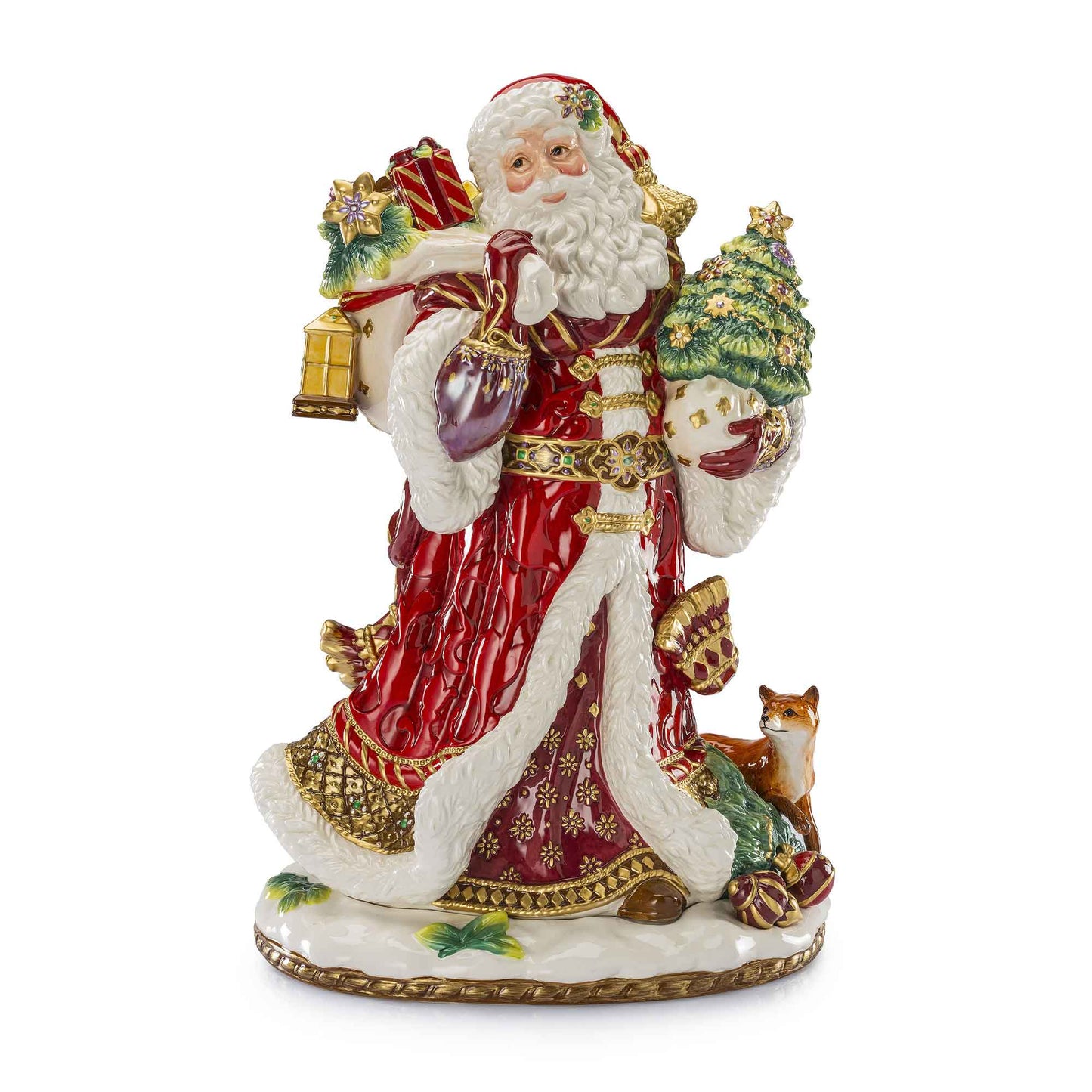 FITZ & FLOYD Statua Figura Babbo Natale Decorazione 49cm Porcellana