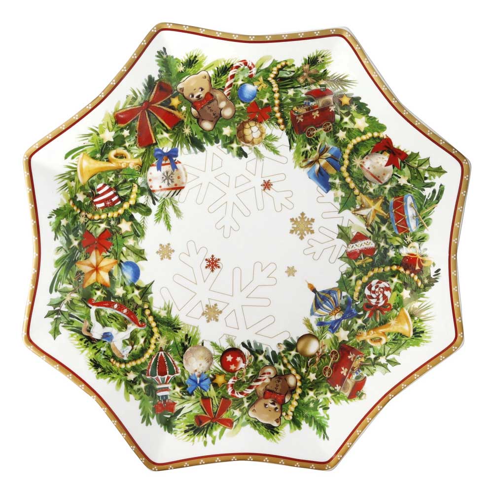 BRANDANI Christmas Vassoio Natalizio a Stella 27cm Porcellana