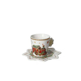 BRANDANI Christmas Tazzina Caffè Natalizia Set 2 Pezzi 27cm Porcellana