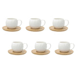 LA PORCELLANA BIANCA Intavola Foglie Tazzina Caffè con Piattino 90ml Set 6 Pezzi