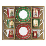 EASY LIFE Festive Avenue Tazzina Caffè Espresso 100ml con Piattino Set 6 Pezzi Porcellana