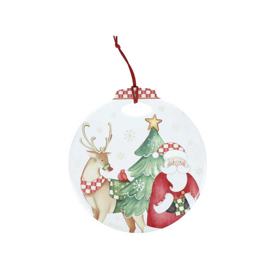 BRANDANI Racconti Sfera Decorazione Sottopentola Natalizio 21x20cm Bianco Ceramica Sughero