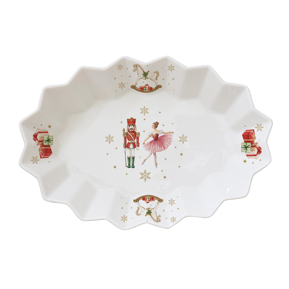 EASY LIFE Magie de Noel Ciotola Ovale Natalizia 25x17cm Porcellana