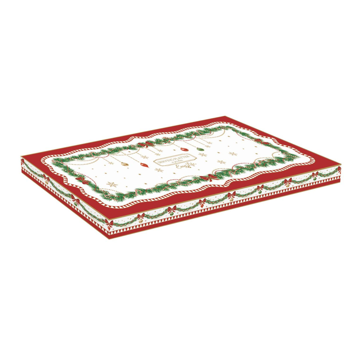EASY LIFE Magie de Noel Vassoio Rettangolare Natalizio 35x15cm Porcellana