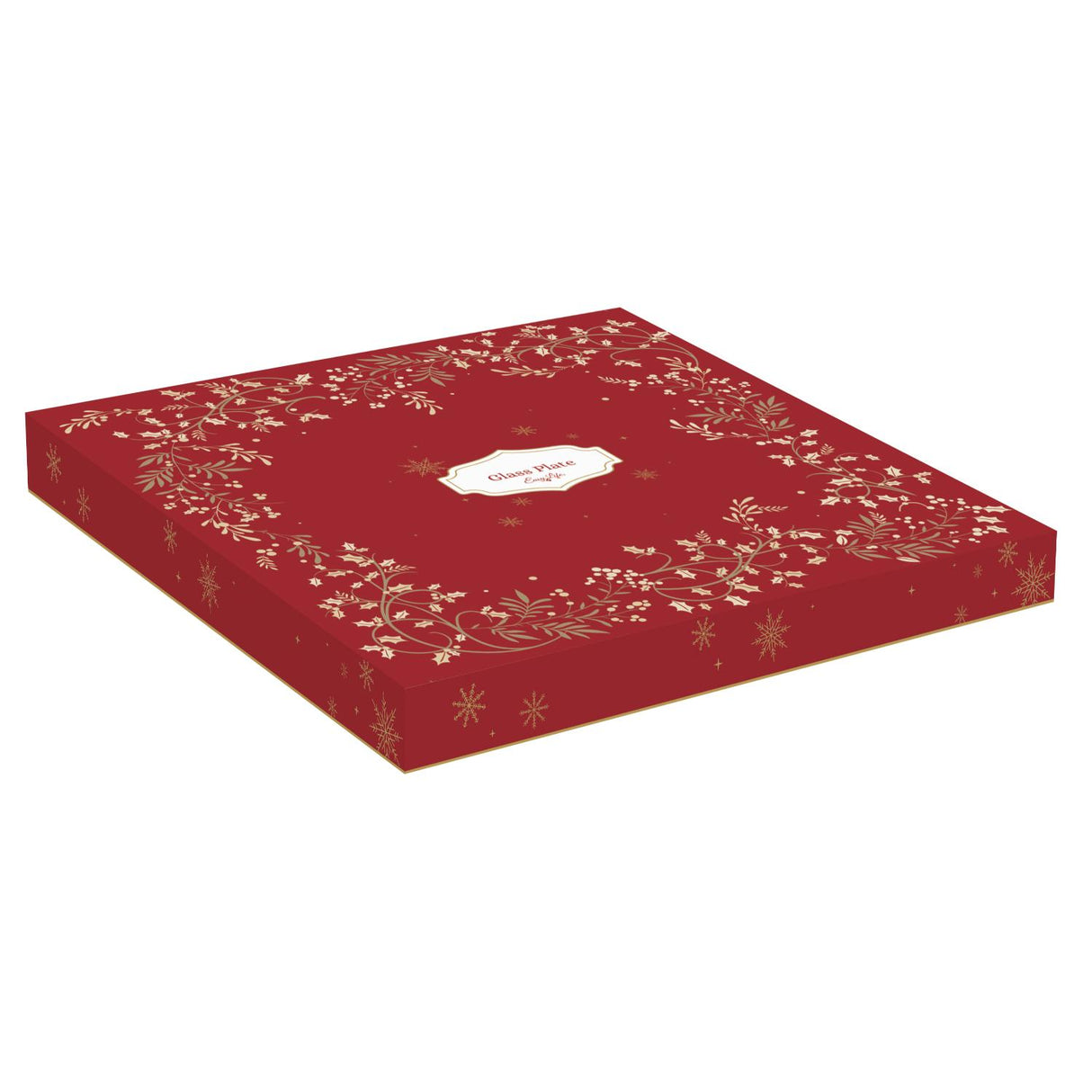 EASY LIFE Piatto Natalizio Rosso con Decoro Oro 33cm Vetro