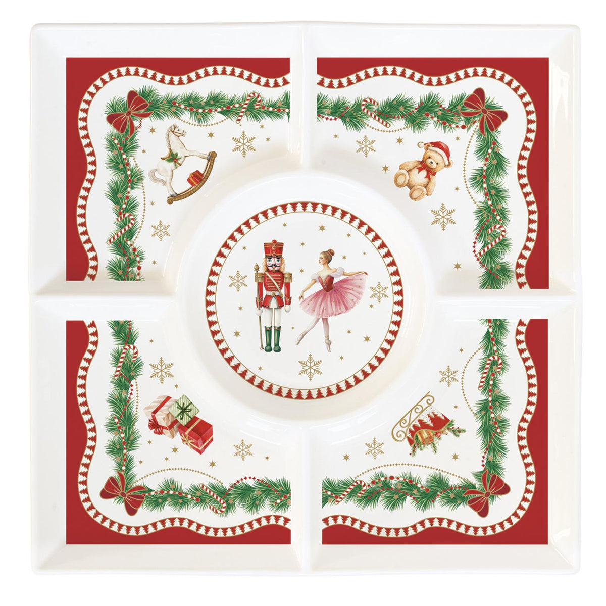 EASY LIFE Magie de Noel Antipastiera Natalizia 25x25cm Porcellana