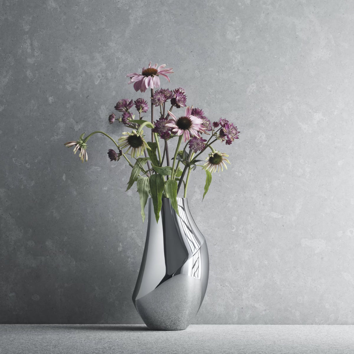 GEORG JENSEN Vaso Flora Medio 23 Acciaio Inox Lucidato a Specchio