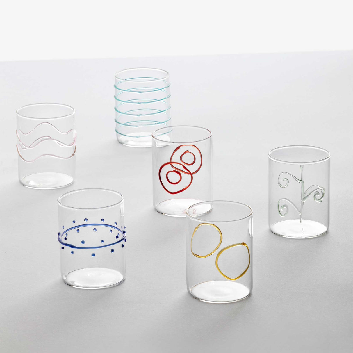 ICHENDORF Decò Arlecchino Set 6 Bicchieri Acqua 300ml Vetro Borosilicato