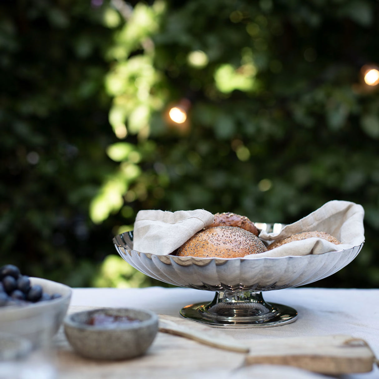 GEORG JENSEN Bernadotte Alzata con Piede 28cm Acciaio Inox Lucidato a Specchio