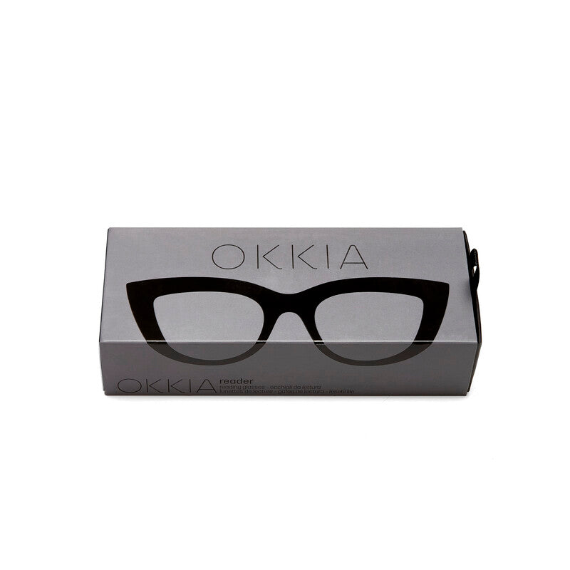OKKIA Claudia Big Cat Eye Occhiali da Lettura Donna Nero +1.50