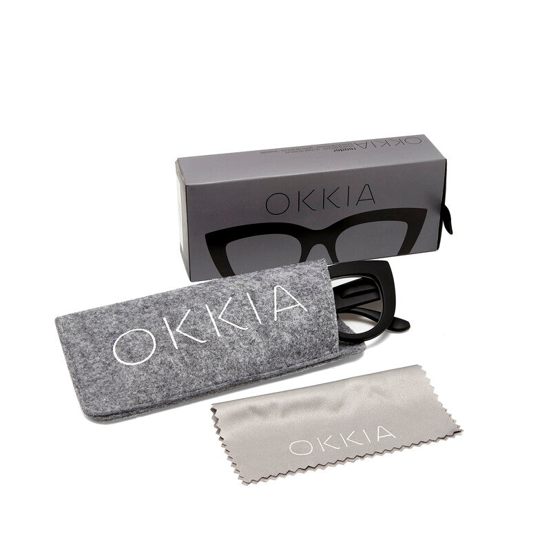 OKKIA Claudia Big Cat Eye Occhiali da Lettura Donna Nero +2.00