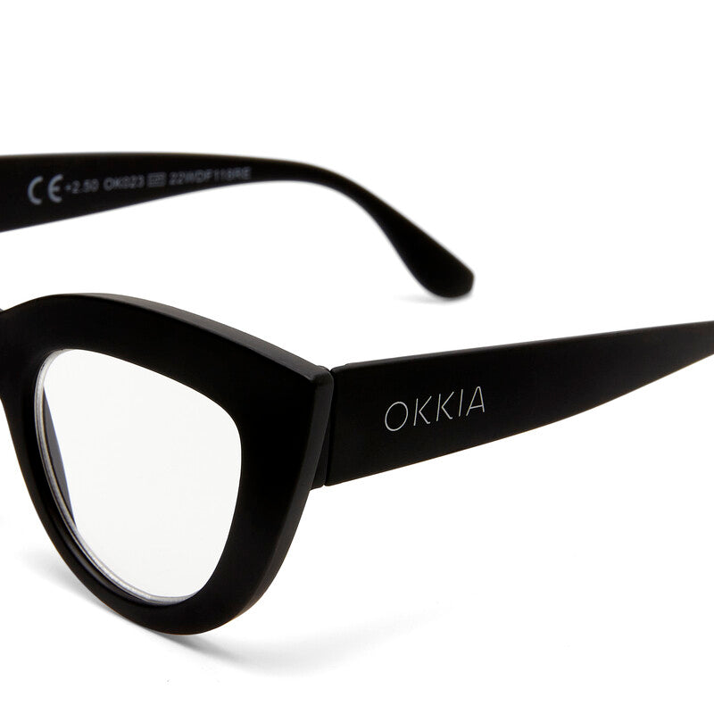 OKKIA Claudia Big Cat Eye Occhiali da Lettura Donna Nero +3.00