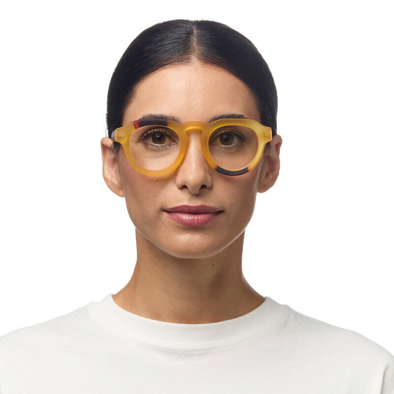 OKKIA Zeno Round Occhiali da Lettura Unisex Giallo +2.50