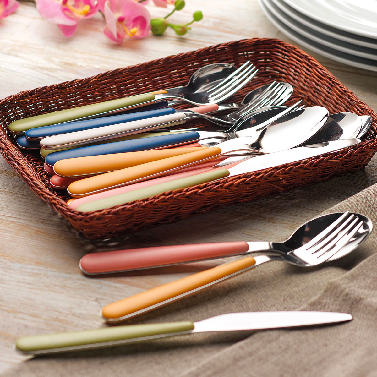 GUZZINI Pop Posate Set 24 Pezzi Blu Acciaio Inox