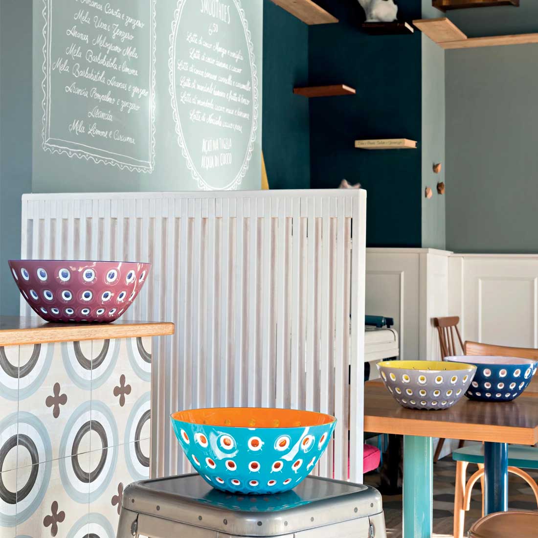 GUZZINI Le Murrine Ciotola Insalatiera 25cm Blu Arancio Plastica