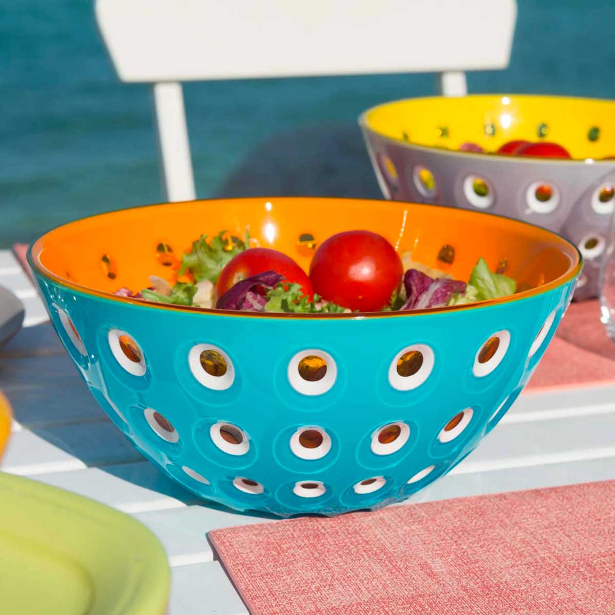 GUZZINI Le Murrine Ciotola Insalatiera 20cm Blu Arancio Plastica