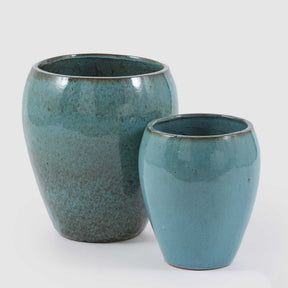 Vaso porta piante Glaze EDG in ceramica turchese smaltata 42x37 cm