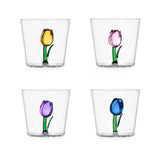 ICHENDORF Botanica Tumbler Bicchieri con Tulipani Set 4 Pezzi 350ml Vetro Borosilicato