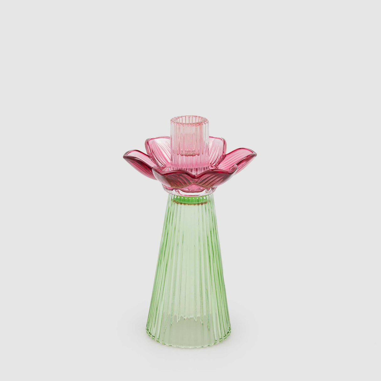 EDG Enzo De Gasperi Portacandela Flower 21x12cm Malva Verde Vetro