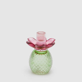 Portacandela Flower EDG in vetro color malva e stelo verde 16x12 cm
