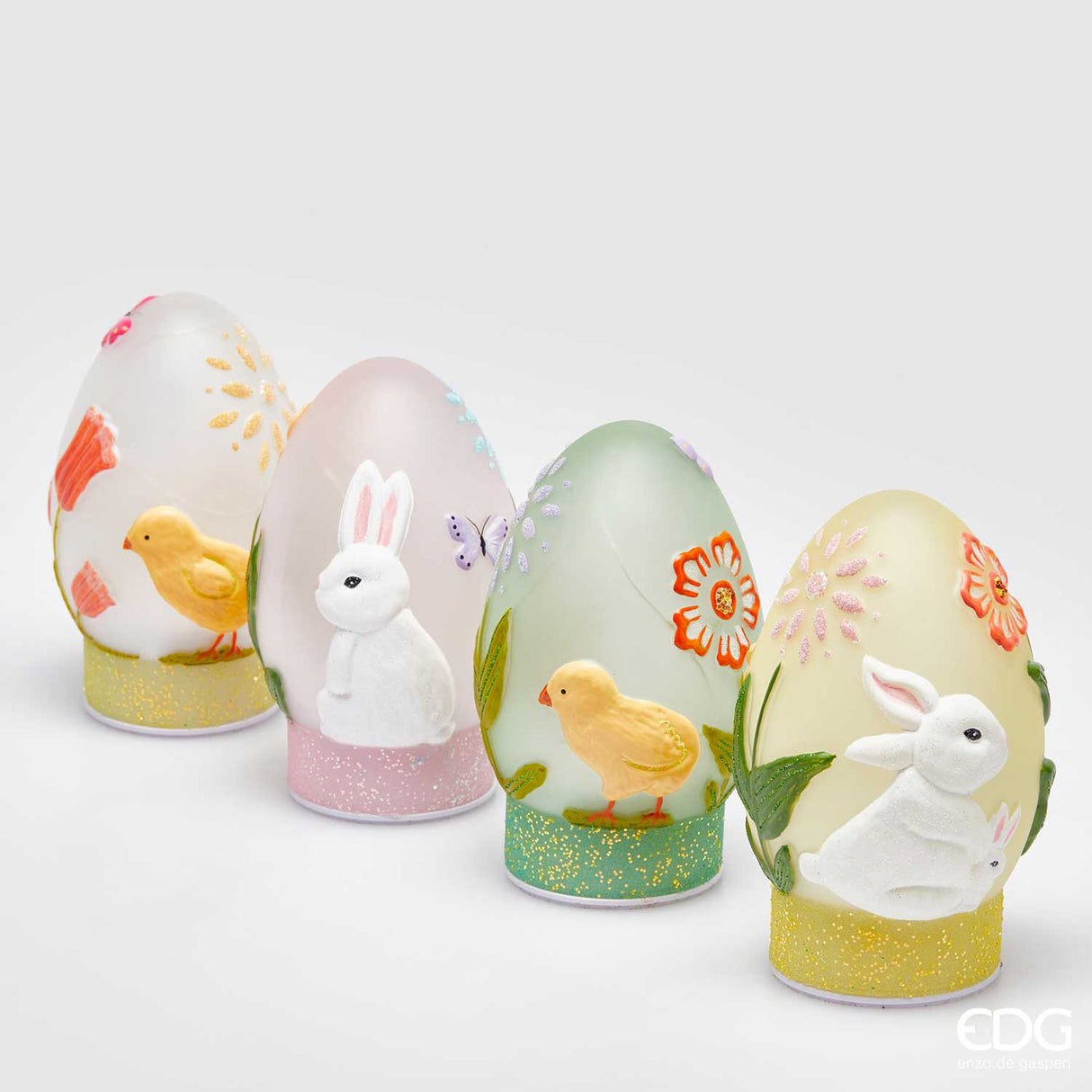 EDG Enzo De Gasperi Decorazione di Pasqua Uovo Twist con Movimento e LED 20cm Bianco