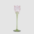 Portacandela Tulipano EDG in vetro rosa 27x8 cm